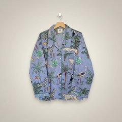 Sleepwear & Pyjamas – Hand-Printed Recycled Cotton 3 Piece Pyjama set (Blue Bharat)