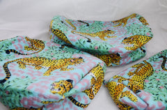 Bags & Travel – Hand-Printed Recycled Cotton Cosmetic Bag Trio (Sherbet Safari)