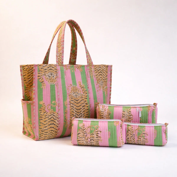 Handcrafted Tote Bag & Cosmetic Bags Set (3 Pieces)