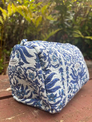Bags & Travel – Hand-Printed Recycled Cotton Cosmetic Bag Trio (Jodhpur Sky)