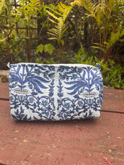 Bags & Travel – Hand-Printed Recycled Cotton Cosmetic Bag Trio (Jodhpur Sky)