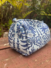 Bags & Travel – Hand-Printed Recycled Cotton Cosmetic Bag Trio (Jodhpur Sky)