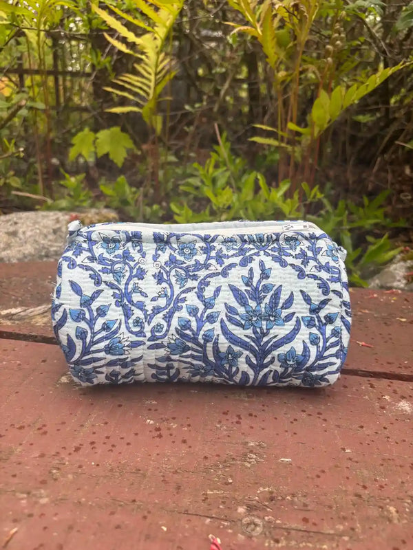 Bags & Travel – Hand-Printed Recycled Cotton Cosmetic Bag Trio (Jodhpur Sky)