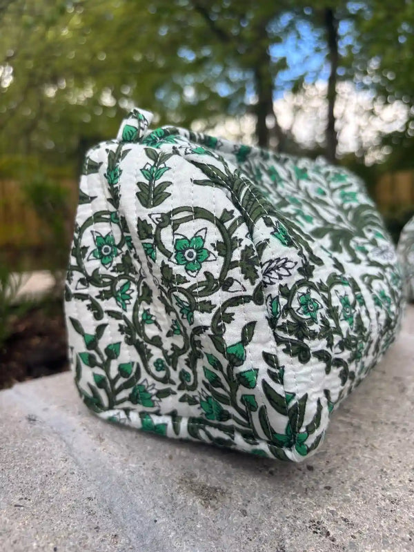 Bags & Travel – Hand-Printed Recycled Cotton Cosmetic Bag Trio (Kerala Kaanan)