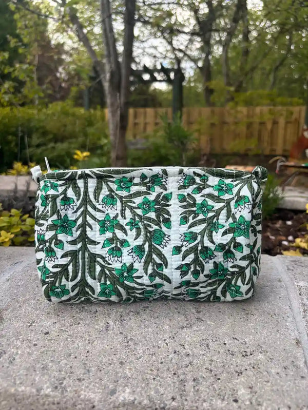 Bags & Travel – Hand-Printed Recycled Cotton Cosmetic Bag Trio (Kerala Kaanan)