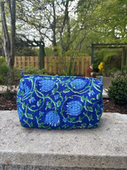 Bags & Travel – Hand-Printed Recycled Cotton Cosmetic Bag Trio (Lotus Lake)