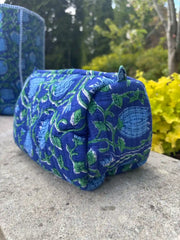Bags & Travel – Hand-Printed Recycled Cotton Cosmetic Bag Trio (Lotus Lake)