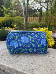 Bags & Travel – Hand-Printed Recycled Cotton Cosmetic Bag Trio (Lotus Lake)