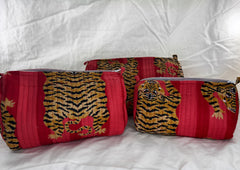Bags & Travel – Hand-Printed Recycled Cotton Cosmetic Bag Trio (Sienna Spirit)