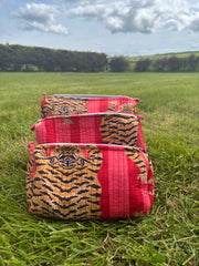 Bags & Travel – Hand-Printed Recycled Cotton Cosmetic Bag Trio (Sienna Spirit)