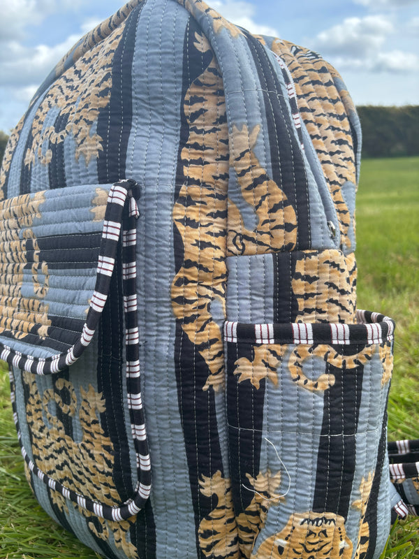 Bags & travel – Hand-Printed Recycled Cotton Backpacks (Twilight Tiger)