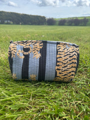 Bags & Travel – Hand-Printed Recycled Cotton Cosmetic Bag Trio (Twilight Tiger)