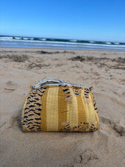 Bags & Travel – Hand-Printed Recycled Cotton Cosmetic Bag Trio (Saffron Stripe)