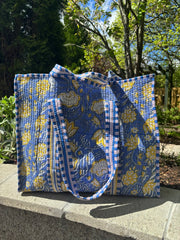 Bags & Travel – Hand-Printed Recycled Cotton Tote Bag (Coastal Citron)