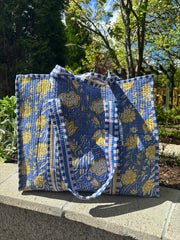 Bags & Travel – Hand-Printed Recycled Cotton Tote Bag (Coastal Citron)