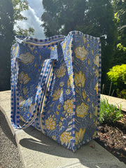 Bags & Travel – Hand-Printed Recycled Cotton Tote Bag (Coastal Citron)