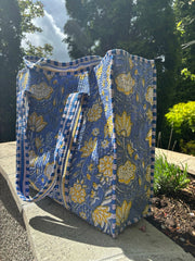Bags & Travel – Hand-Printed Recycled Cotton Tote Bag (Coastal Citron)