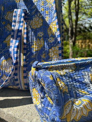 Bags & Travel – Hand-Printed Recycled Cotton Cosmetic Bag Trio (Coastal Citron)