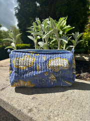 Bags & Travel – Hand-Printed Recycled Cotton Cosmetic Bag Trio (Coastal Citron)
