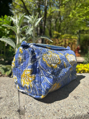 Bags & Travel – Hand-Printed Recycled Cotton Cosmetic Bag Trio (Coastal Citron)