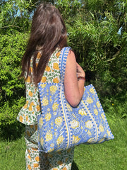 Bags & Travel – Hand-Printed Recycled Cotton Tote Bag (Coastal Citron)
