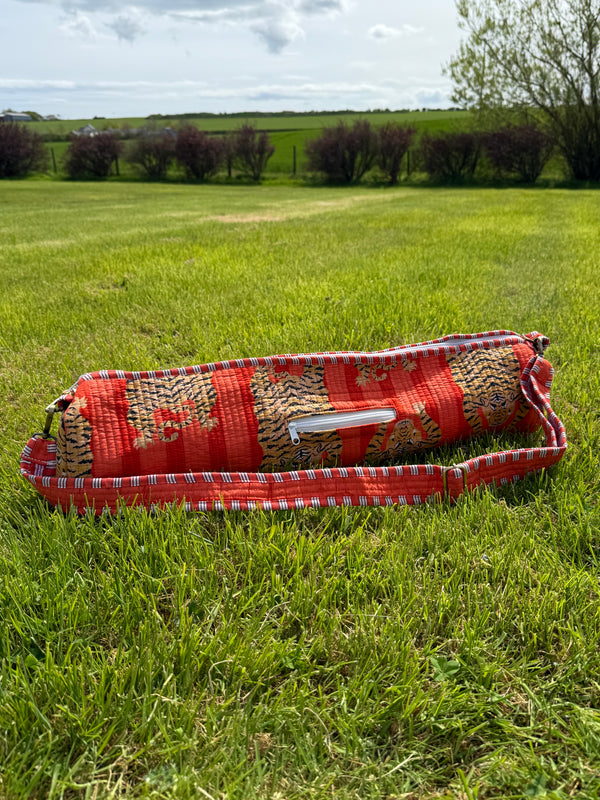 Wellness & Yoga – Hand-Printed Recycled Cotton Yoga Bag (Wild Sunset)
