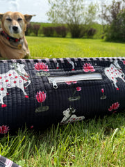 Wellness & Yoga – Hand-Printed Recycled Cotton Yoga Bag (Midnight Lotus)