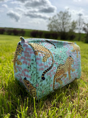 Bags & Travel – Hand-Printed Recycled Cotton Cosmetic Bag Trio (Sherbet Safari)