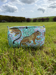 Bags & Travel – Hand-Printed Recycled Cotton Cosmetic Bag Trio (Sherbet Safari)