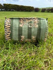 Bags & Travel – Hand-Printed Recycled Cotton Cosmetic Bag Trio (Emerald Indie)