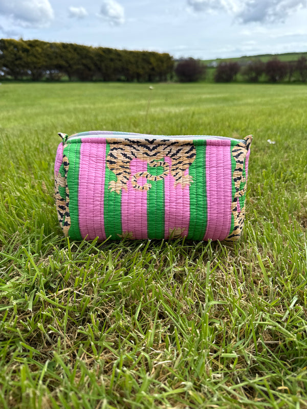 Bags & Travel – Hand-Printed Recycled Cotton Cosmetic Bag Trio (Jaipur Jungle)