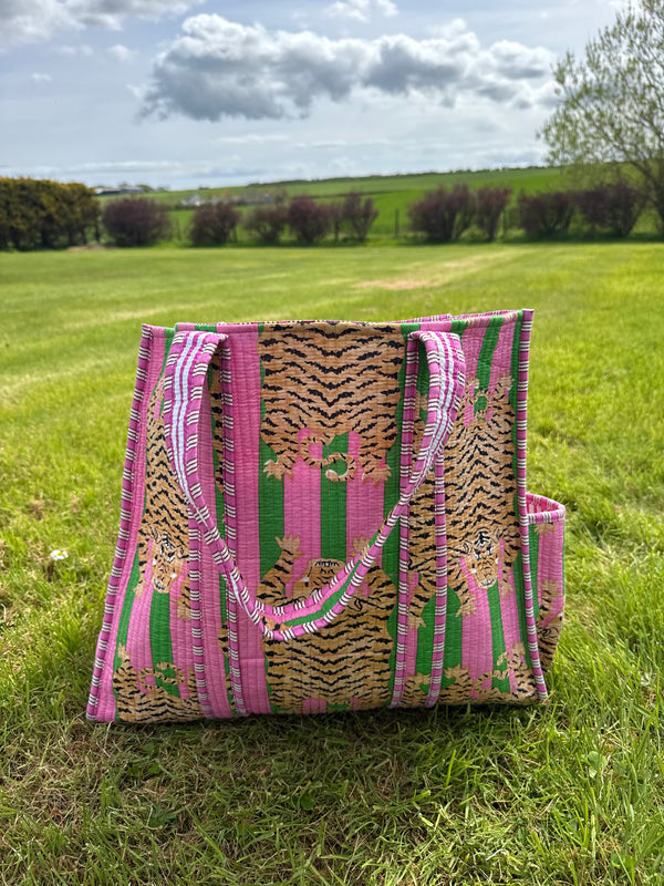 Bags & Travel – Hand-Printed Recycled Cotton Tote Bag (Jaipur Jungle)