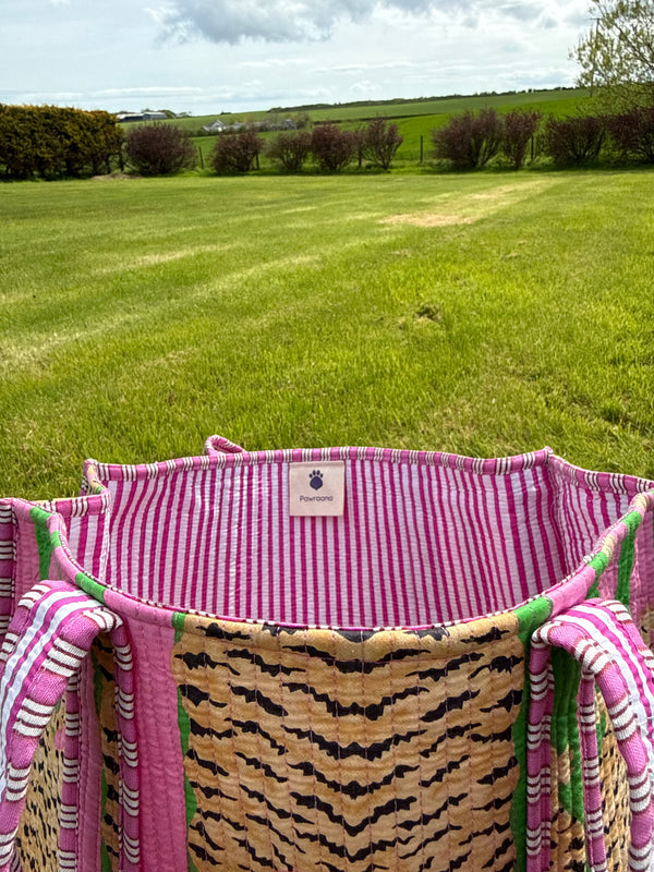 Bags & Travel – Hand-Printed Recycled Cotton Tote Bag (Jaipur Jungle)
