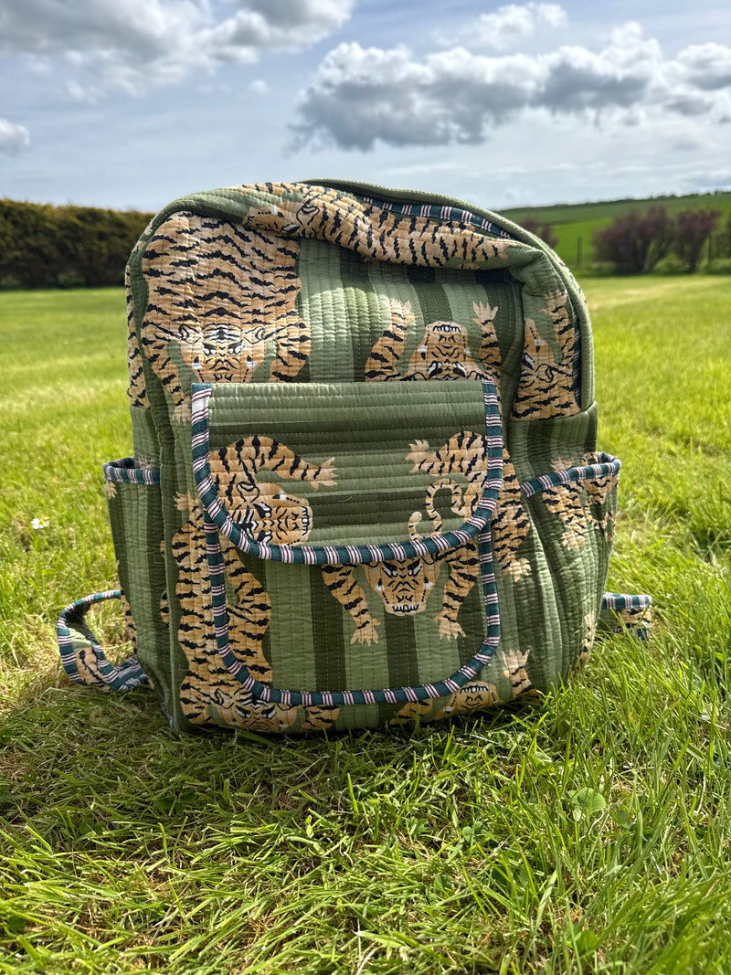 Backpacks – Hand-Printed Recycled Cotton Backpacks (Emerald Indie)