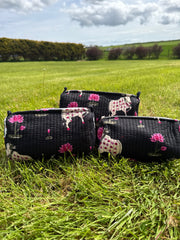 Bags & Travel – Hand-Printed Recycled Cotton Cosmetic Bag Trio (Midnight Lotus)