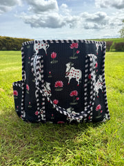 Bags & Travel – Hand-Printed Recycled Cotton Tote Bag (Midnight Lotus)
