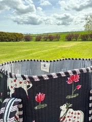 Bags & Travel – Hand-Printed Recycled Cotton Tote Bag (Midnight Lotus)