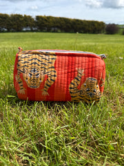 Bags & Travel – Hand-Printed Recycled Cotton Cosmetic Bag Trio (Wild Sunset)