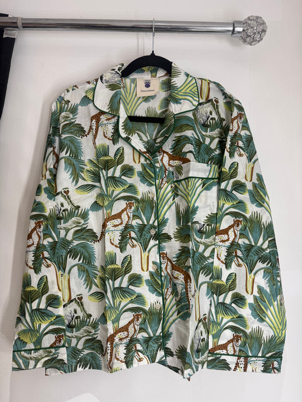 Sleepwear & Pyjamas – Hand-Printed Recycled Cotton 3 Piece Pyjama set (Aravalli Leopard)