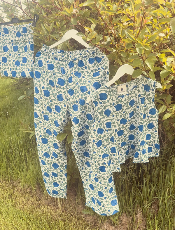 Clothing - The Summer Breeze Peplum & Trouser Set (Island Indigo)
