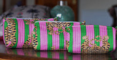 Bags & Travel – Hand-Printed Recycled Cotton Cosmetic Bag Trio (Jaipur Jungle)