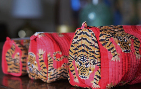 Bags & Travel – Hand-Printed Recycled Cotton Cosmetic Bag Trio (Sienna Spirit)
