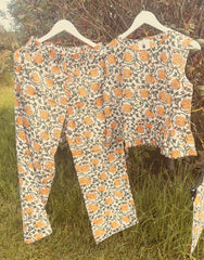 Clothing - The Summer Breeze Peplum & Trouser Set (Island Ochre)