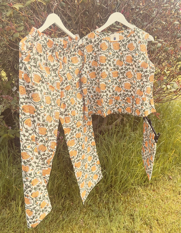 Clothing - The Summer Breeze Peplum & Trouser Set (Island Ochre)