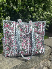 Bags & Travel – Hand-Printed Recycled Cotton Tote Bag (Jaipur Joy)