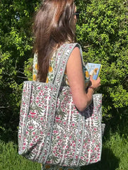 Bags & Travel – Hand-Printed Recycled Cotton Tote Bag (Jaipur Joy)