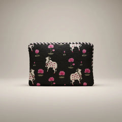 Tech & Lifestyle – Hand-Printed Recycled Cotton Laptop Covers (Midnight Lotus)