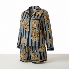 Sleepwear & Pyjamas – Hand-Printed Recycled Cotton 3 Piece Pyjama Set (Twilight Tiger)