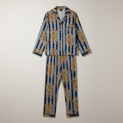 Sleepwear & Pyjamas – Hand-Printed Recycled Cotton 2 Piece Pyjama set (Top and Trouser) (Twilight Tiger)
