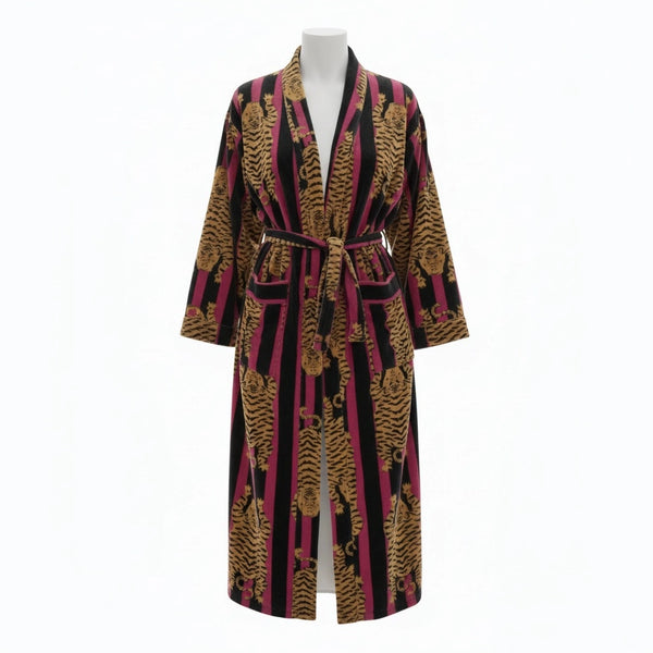 The Velvet Edit  – Hand-Printed Recycled Cotton Bath Robes (Magenta Maharani)